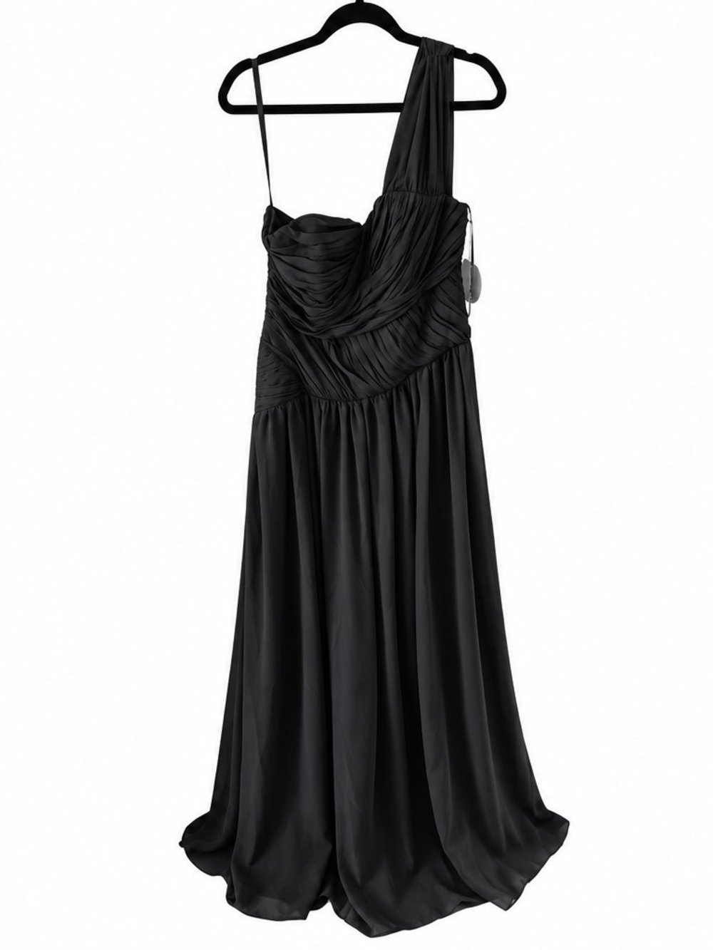Pearl Georgina Chapman Marchesa Black One Shoulder Formal Gown Dress 12 NWT